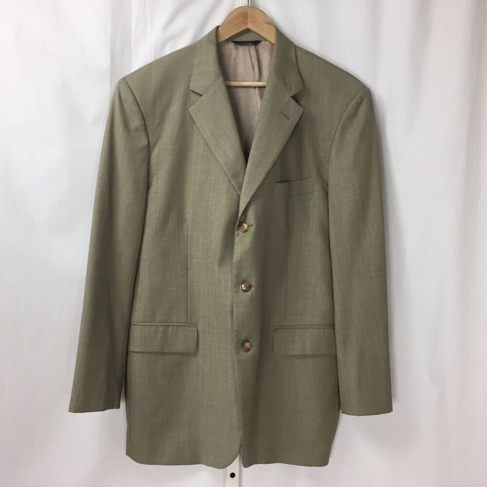 BROOKS BROTHERS Bespoke CUSTOM TAILORED Tan Wool Blazer Sport Coat Jacket Sz 42R